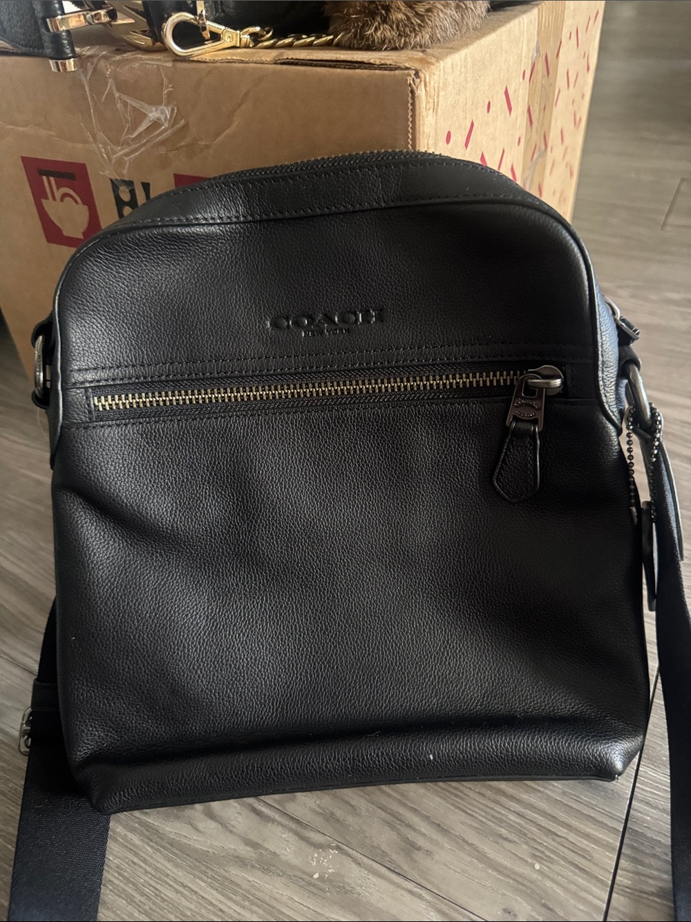 Coach Black Pebble Leather Crossbody Bag